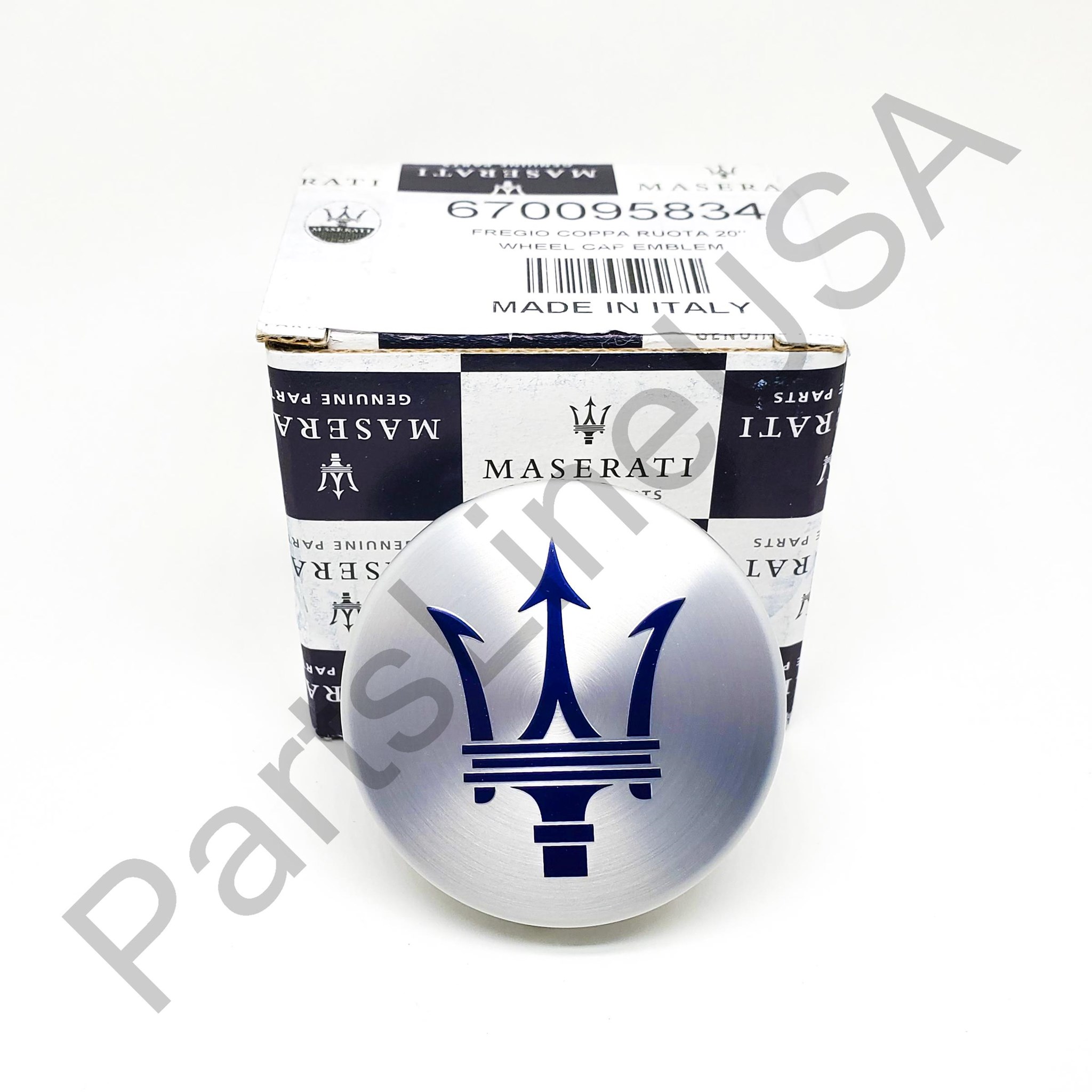 Picture of Genuine Maserati Logo Wheel Center Rim Cap Silver Blue 670095834